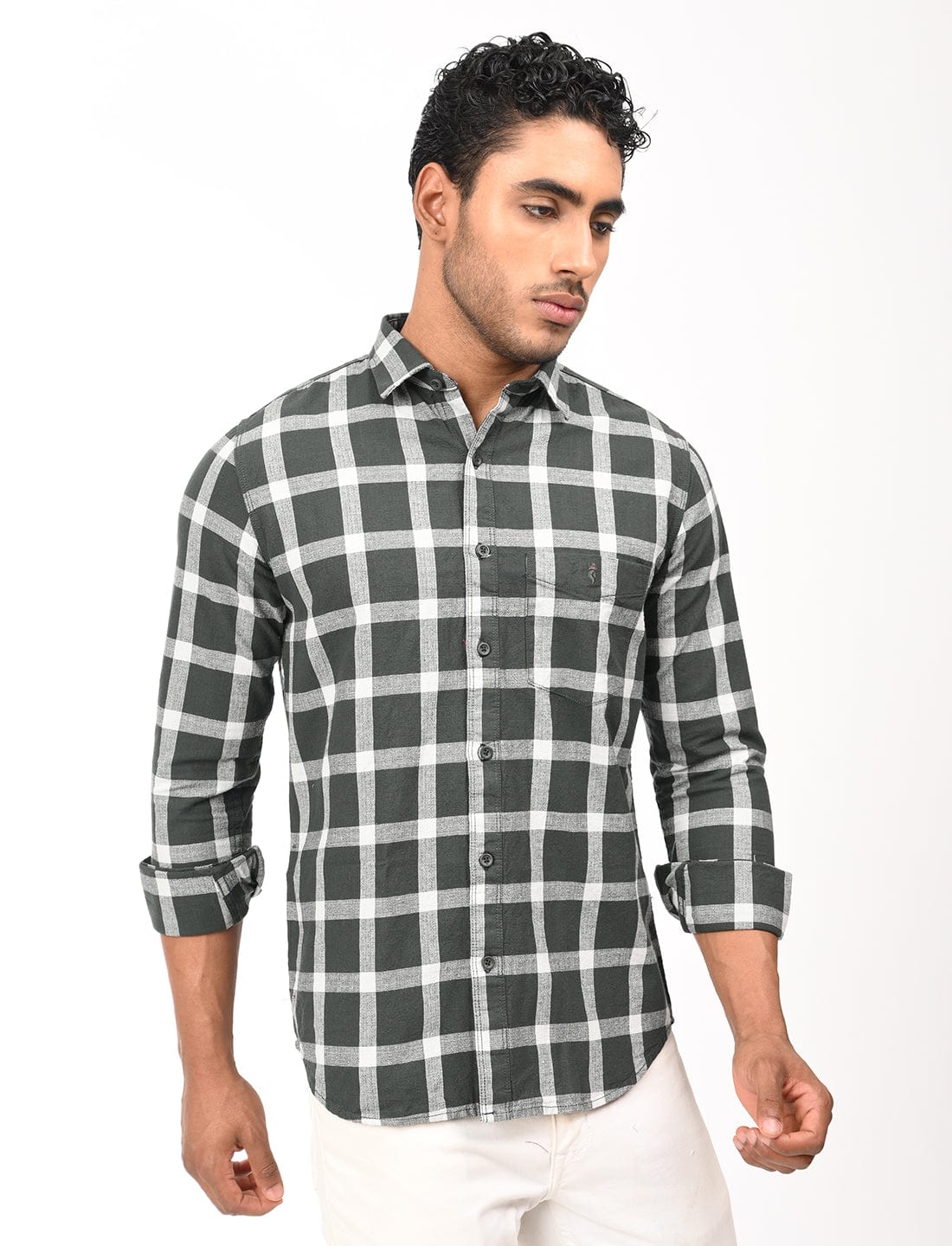 Men's Slim Fit Checks Full Sleeves Casual Shirt