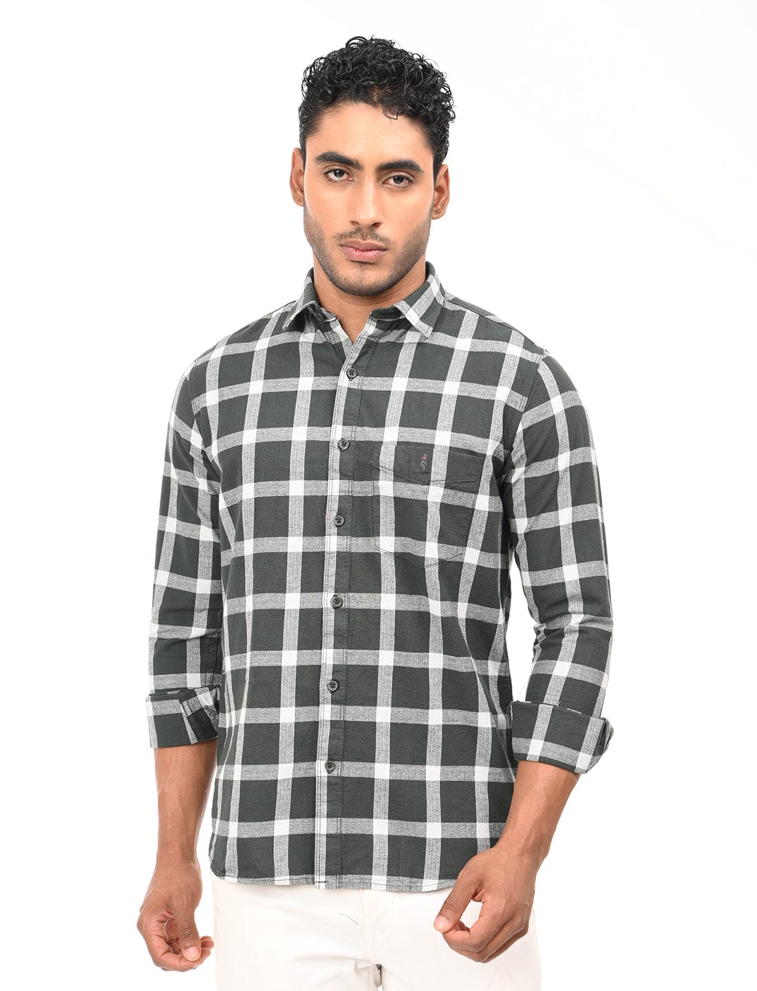 Men's Slim Fit Checks Full Sleeves Casual Shirt