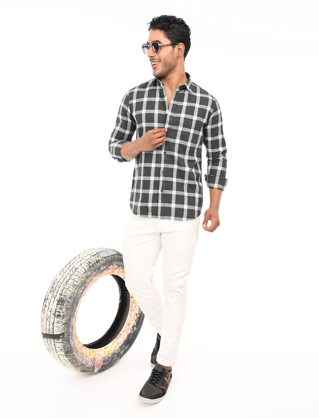 Men's Slim Fit Checks Full Sleeves Casual Shirt