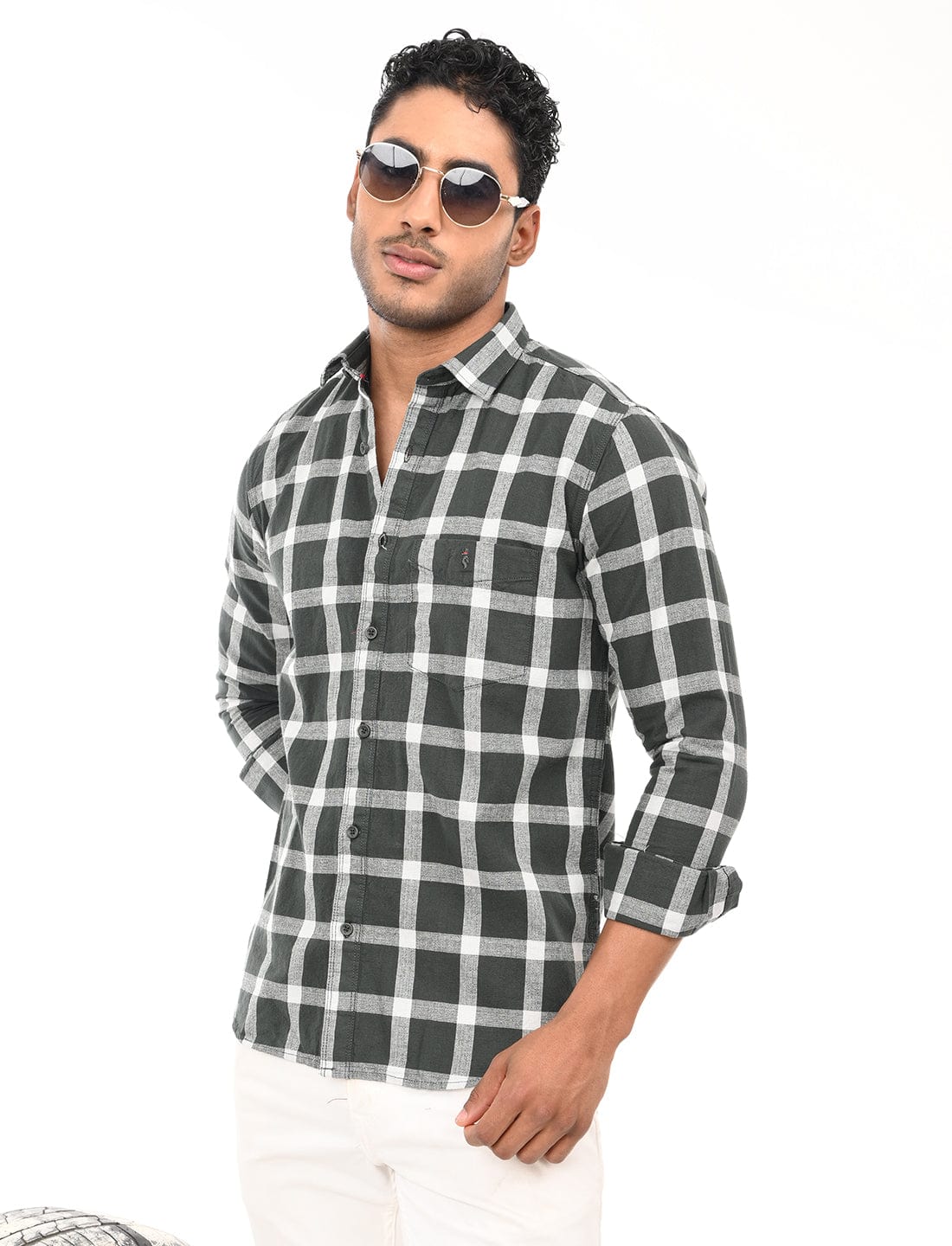 Men's Slim Fit Checks Full Sleeves Casual Shirt