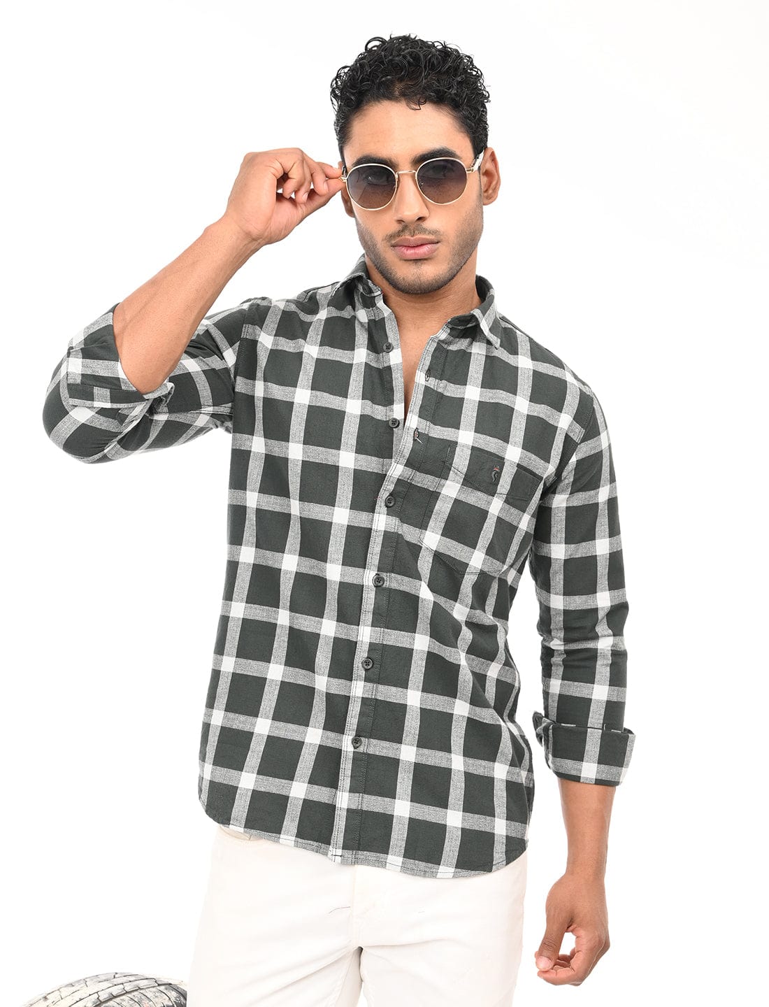 Men's Slim Fit Checks Full Sleeves Casual Shirt