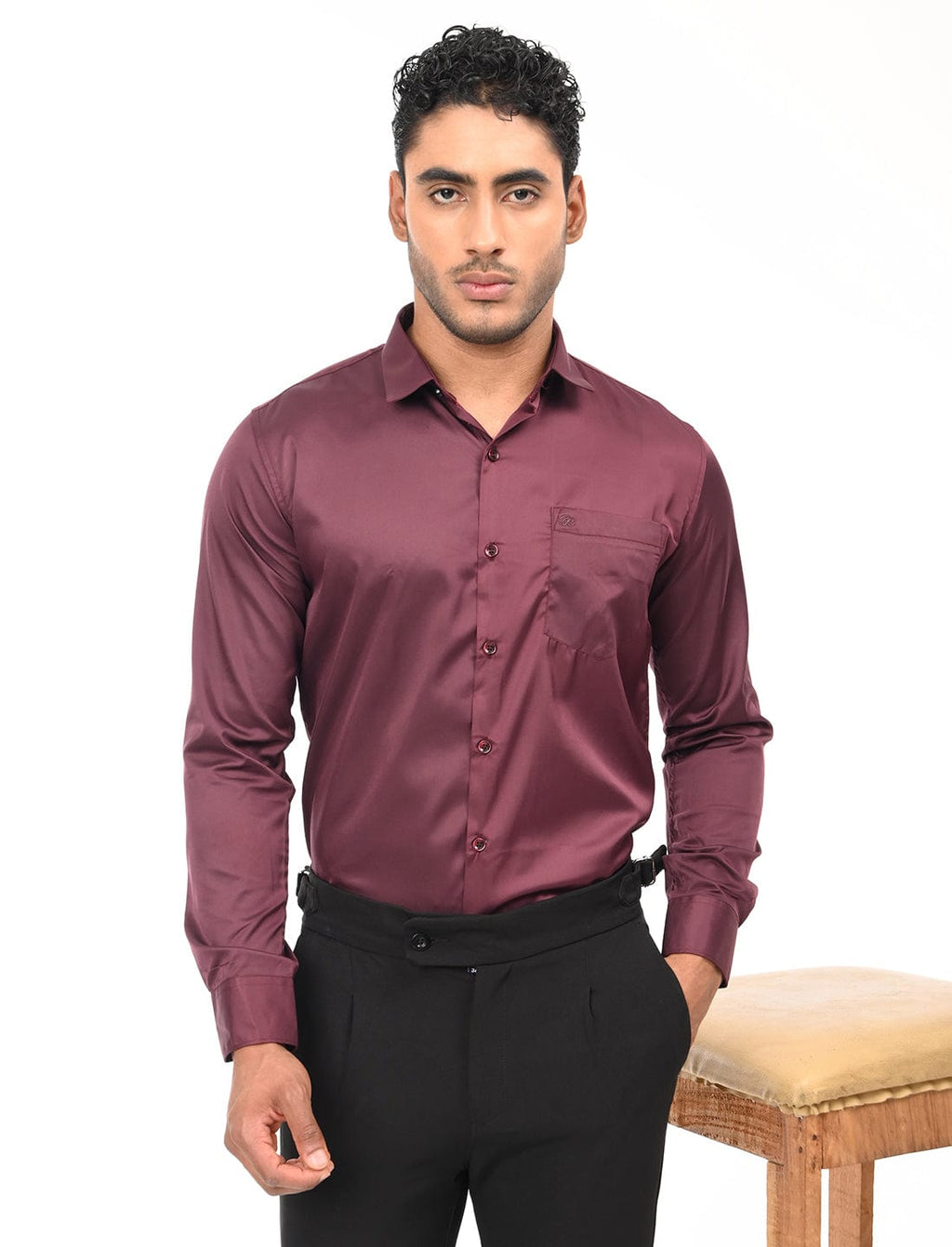 Men's Slim Fit Solid Full Sleeves Casual Shirt
