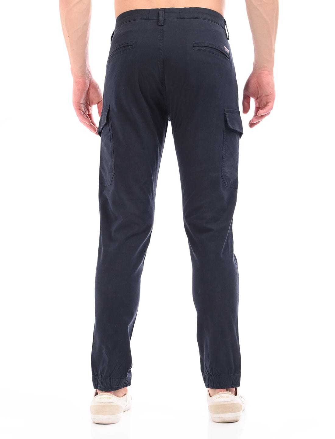 Men's Slim Fit Solid Flat Front Casual Cargos