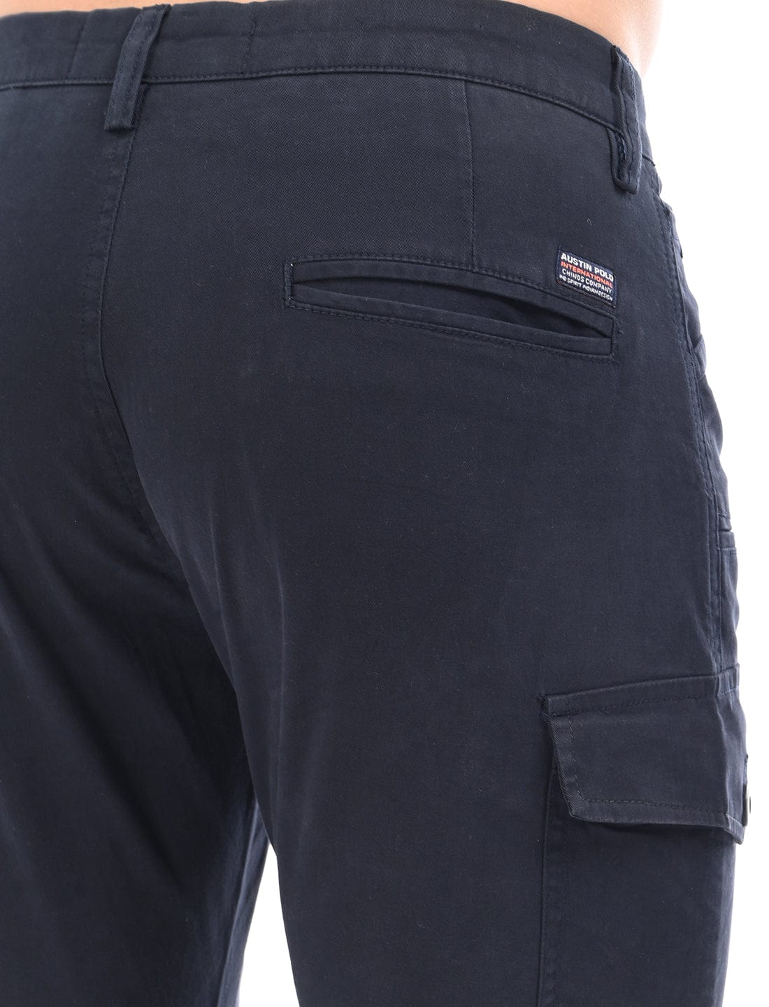 Men's Slim Fit Solid Flat Front Casual Cargos