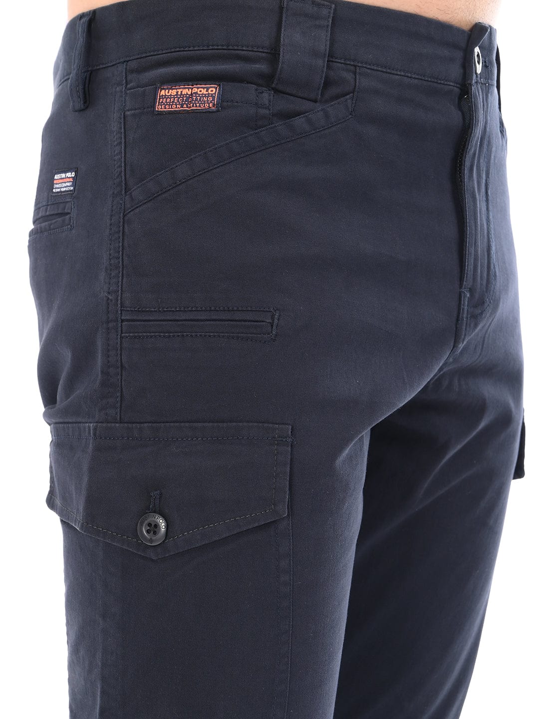 Men's Slim Fit Solid Flat Front Casual Cargos