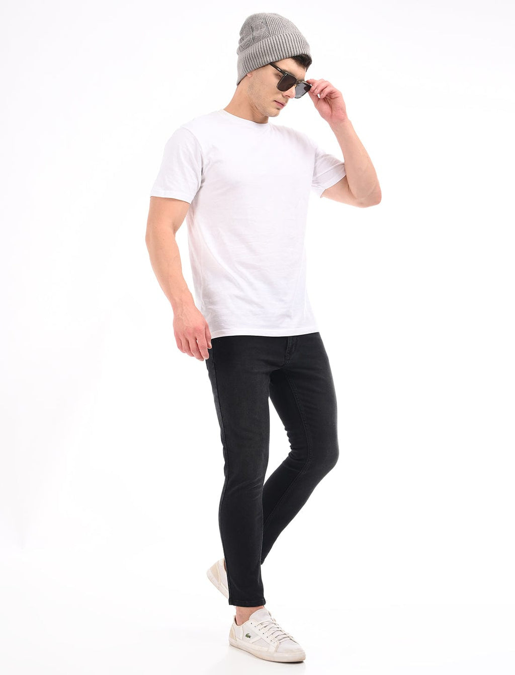 Men's Slim Fit Solid Flat Front Casual Jeans