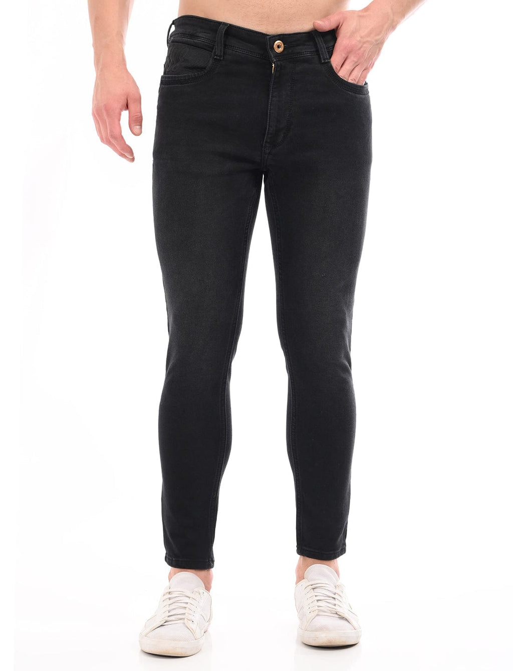 Men's Slim Fit Solid Flat Front Casual Jeans