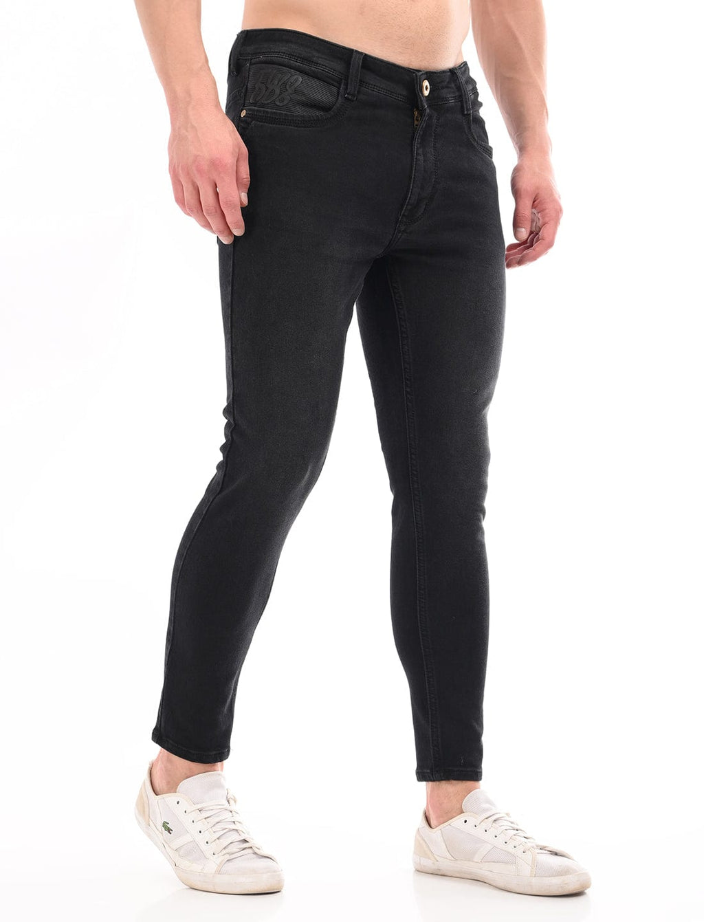 Men's Slim Fit Solid Flat Front Casual Jeans