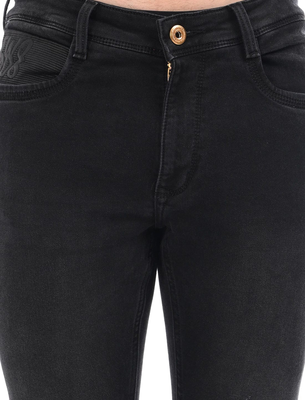 Men's Slim Fit Solid Flat Front Casual Jeans