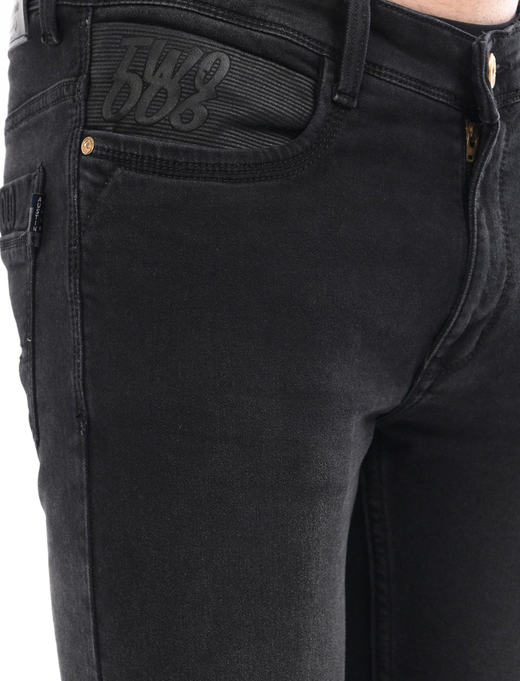Men's Slim Fit Solid Flat Front Casual Jeans