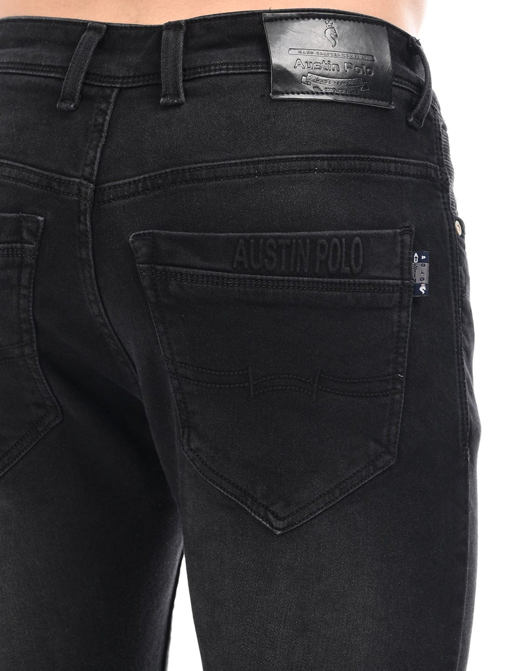 Men's Slim Fit Solid Flat Front Casual Jeans