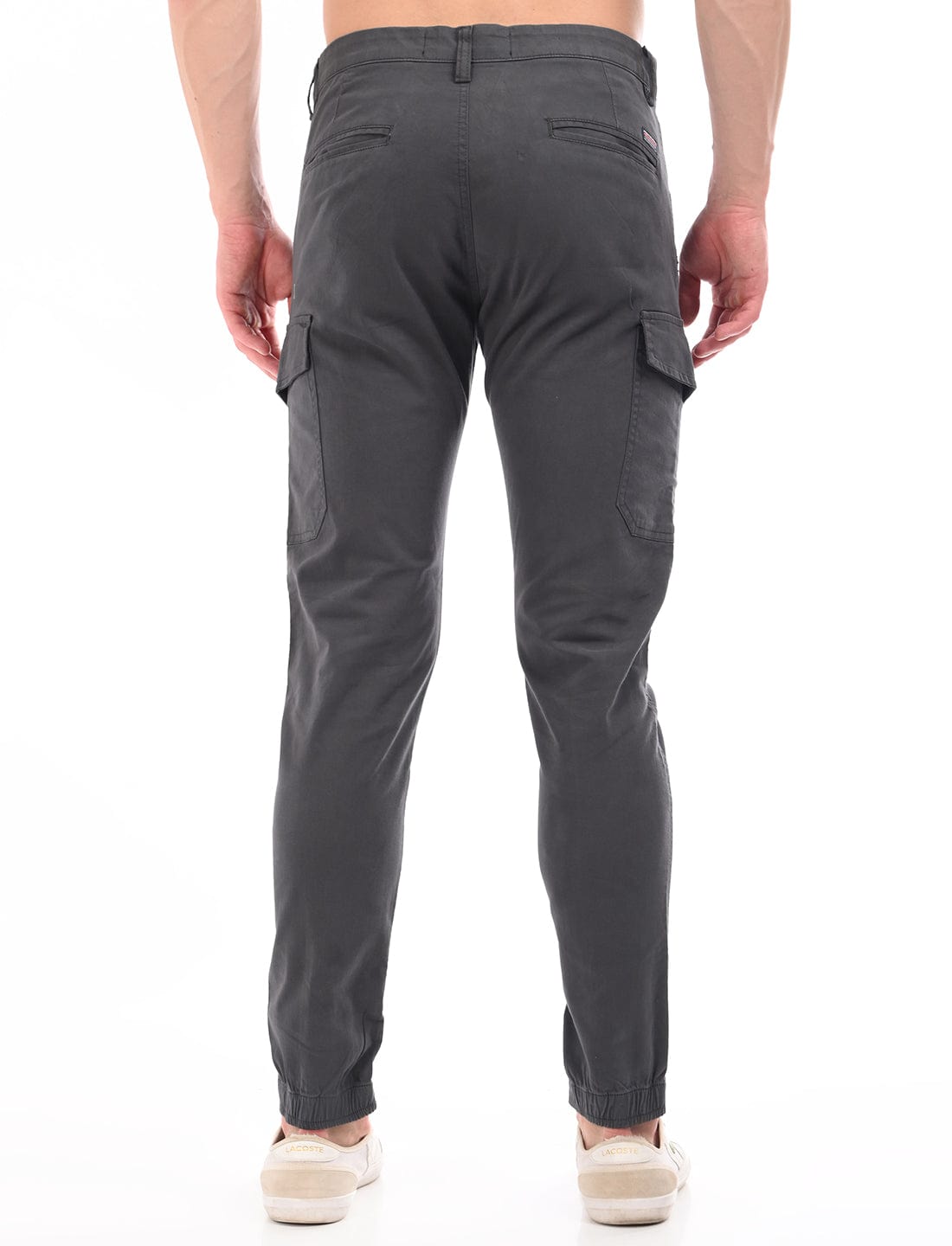 Men's Slim Fit Solid Flat Front Casual Cargos