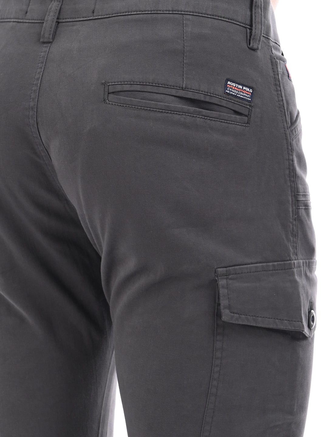 Men's Slim Fit Solid Flat Front Casual Cargos