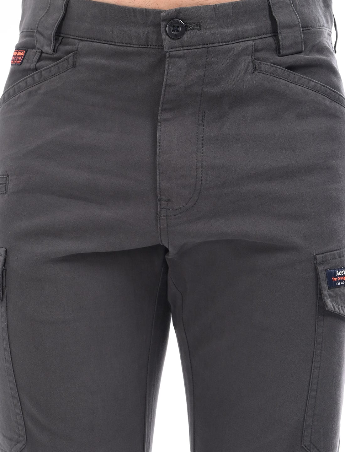 Men's Slim Fit Solid Flat Front Casual Cargos