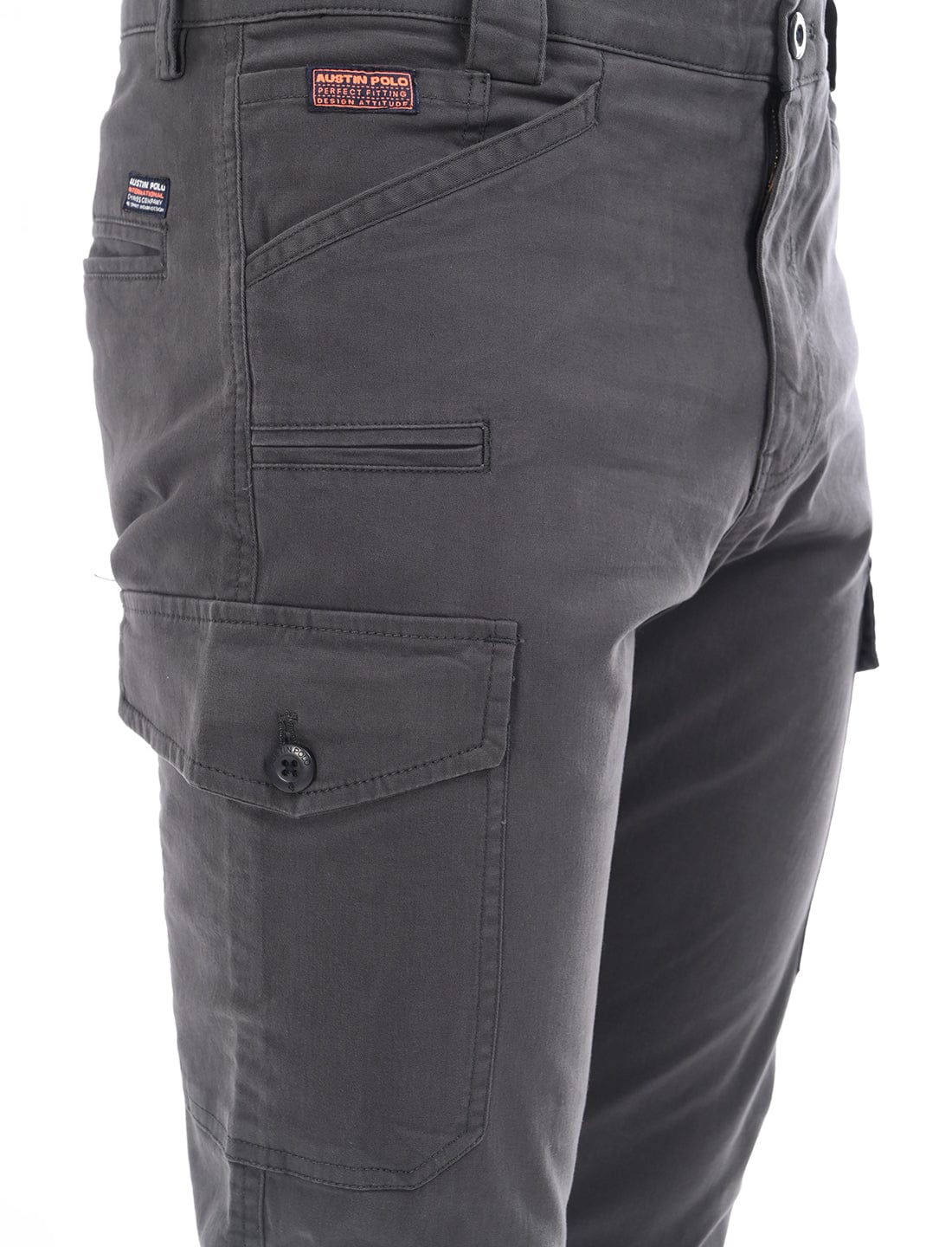 Men's Slim Fit Solid Flat Front Casual Cargos