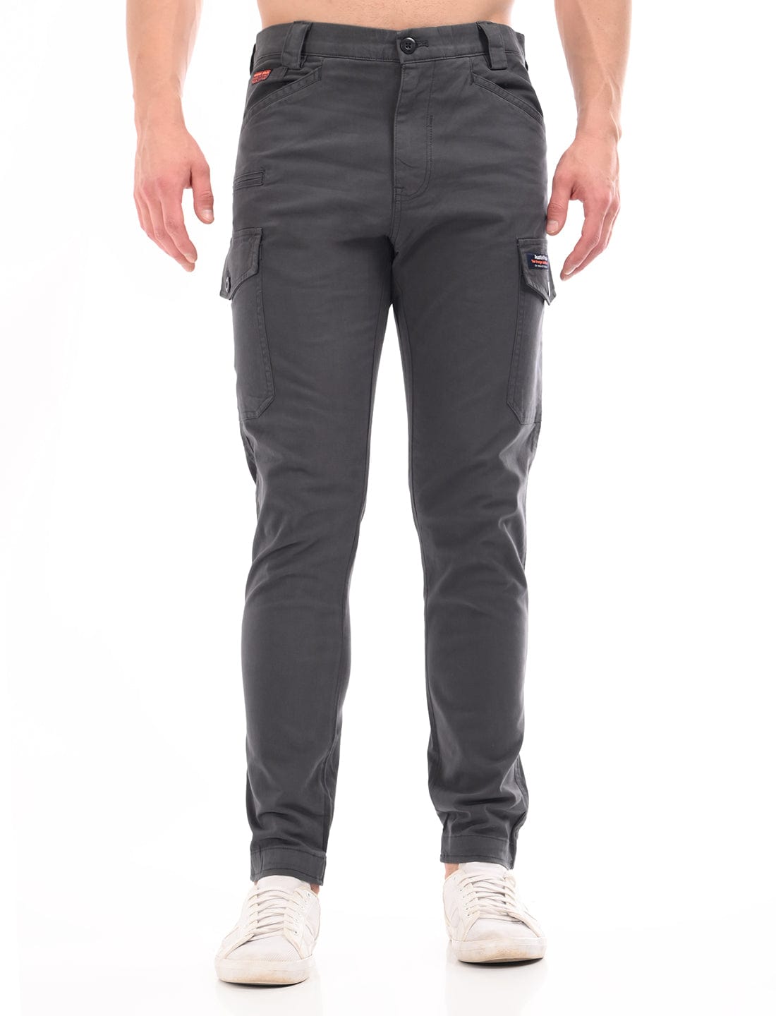 Men's Slim Fit Solid Flat Front Casual Cargos