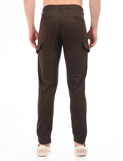 Men's Slim Fit Solid Flat Front Casual Cargos