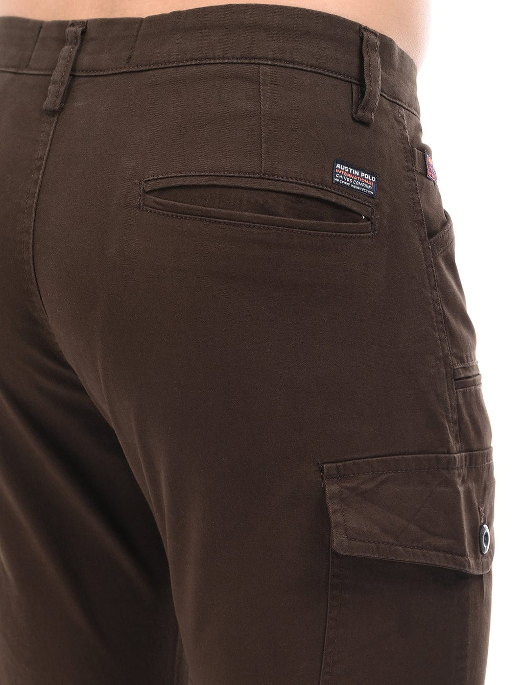 Men's Slim Fit Solid Flat Front Casual Cargos