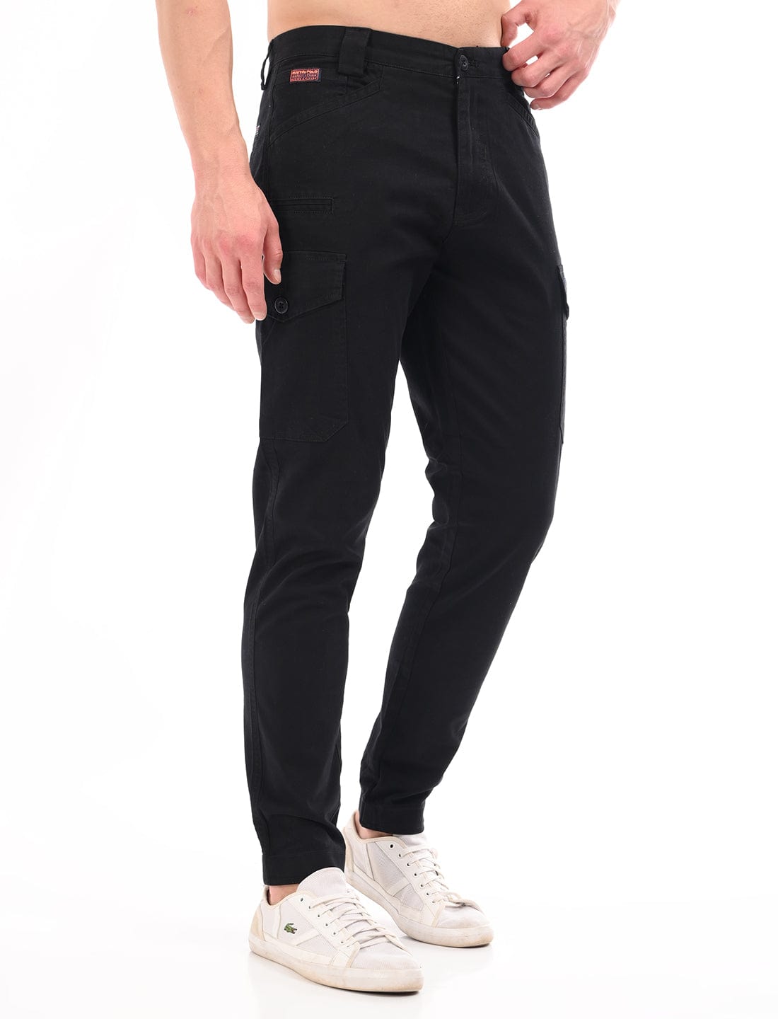 Men's Slim Fit Solid Flat Front Casual Cargos