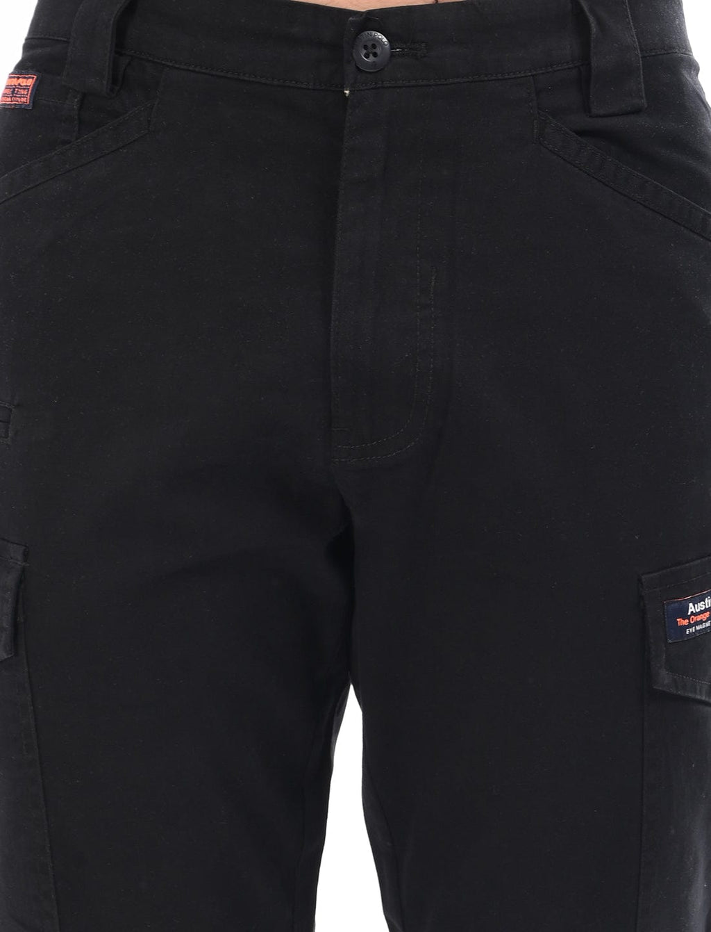 Men's Slim Fit Solid Flat Front Casual Cargos