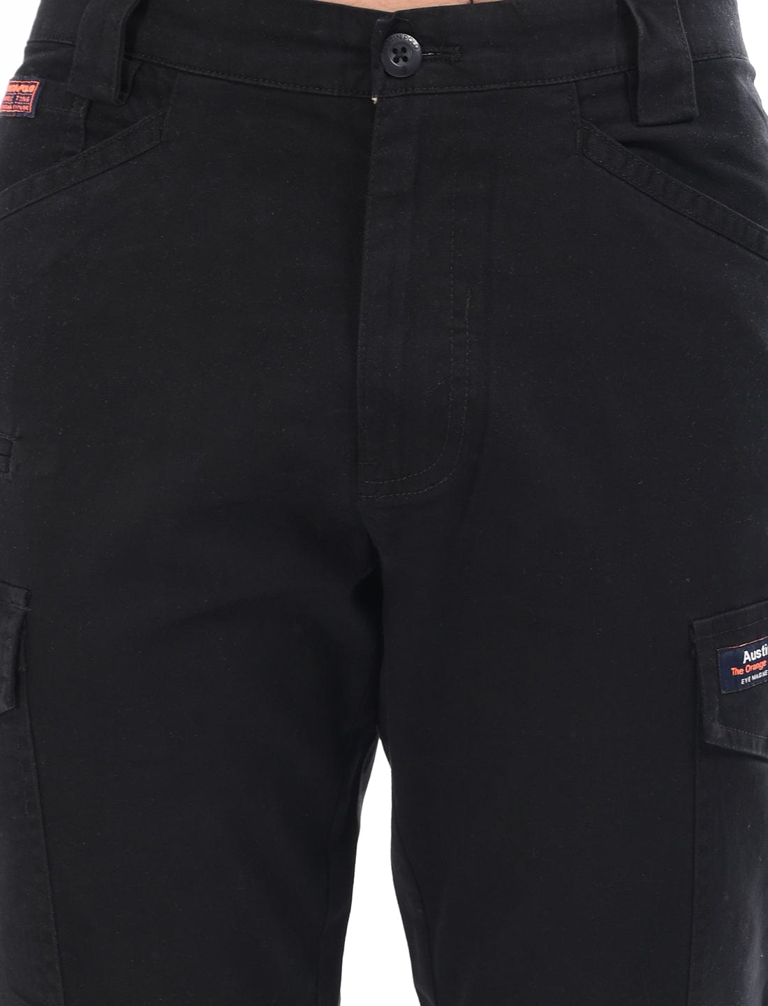 Men's Slim Fit Solid Flat Front Casual Cargos