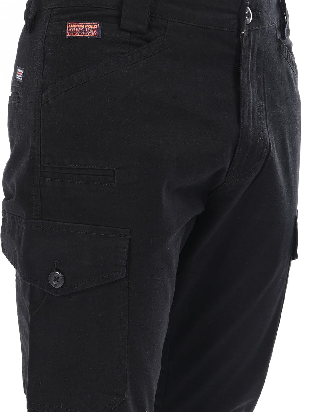 Men's Slim Fit Solid Flat Front Casual Cargos