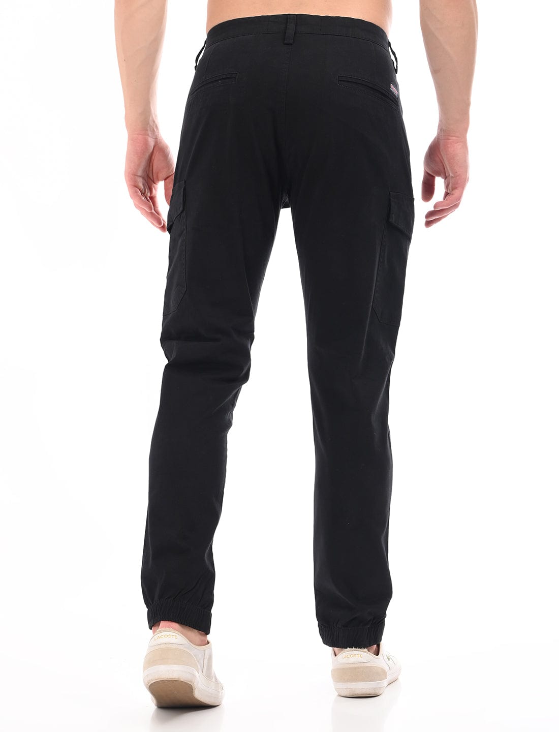 Men's Slim Fit Solid Flat Front Casual Cargos