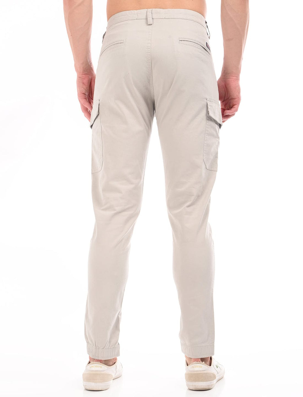 Men's Slim Fit Solid Flat Front Casual Cargos
