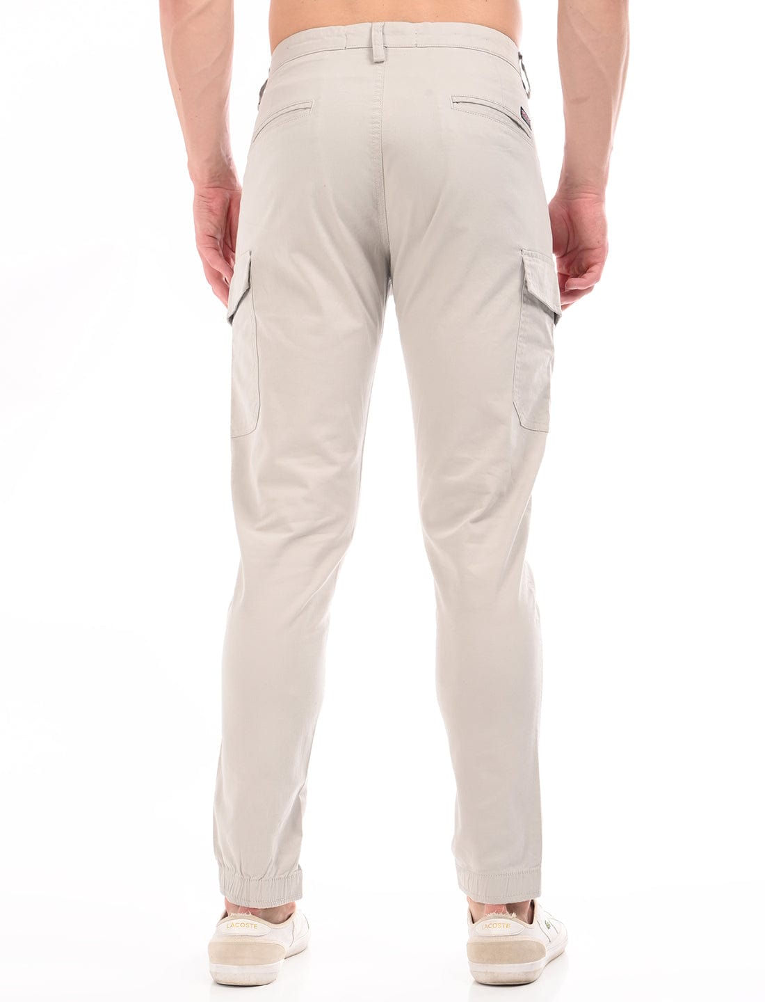 Men's Slim Fit Solid Flat Front Casual Cargos
