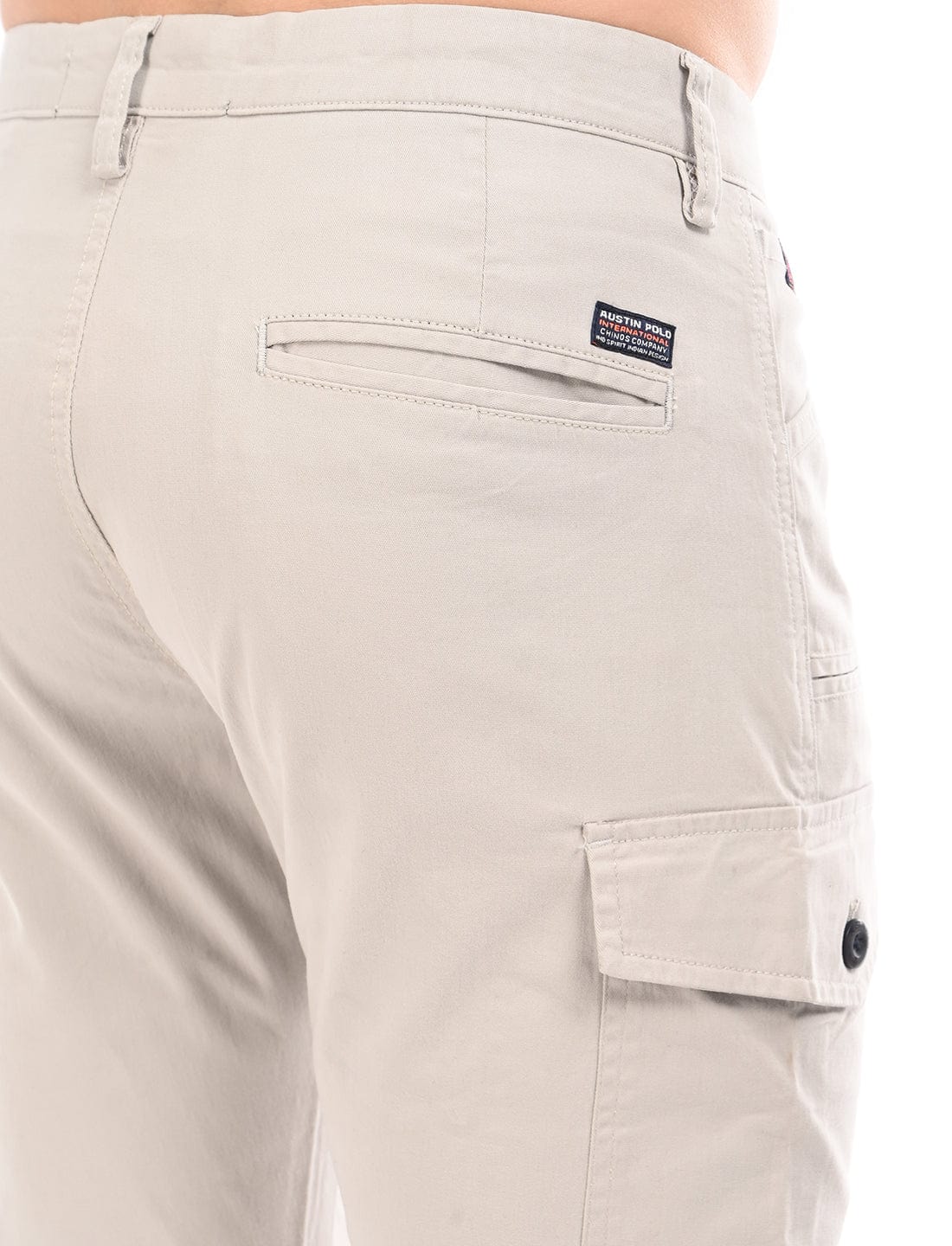 Men's Slim Fit Solid Flat Front Casual Cargos
