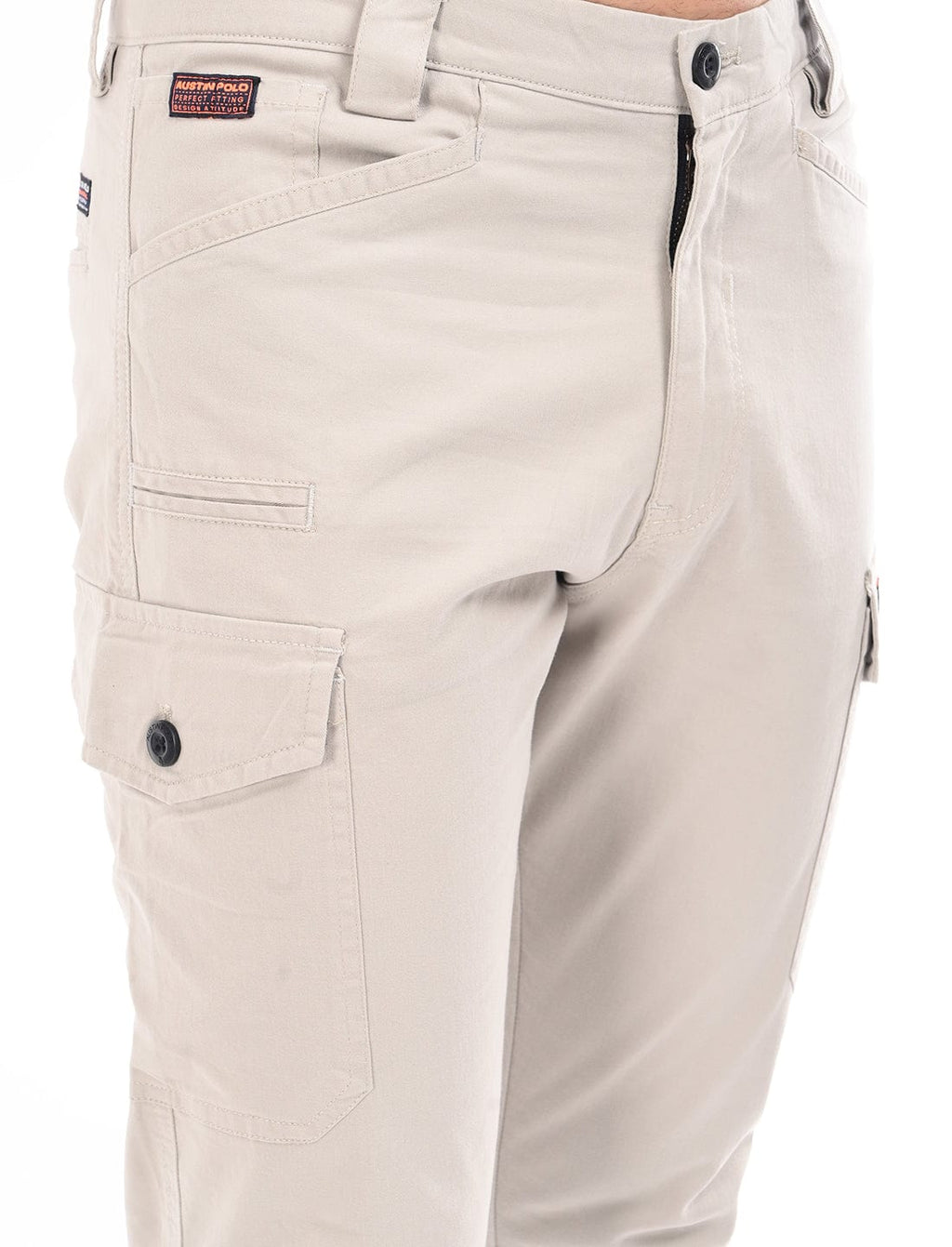 Men's Slim Fit Solid Flat Front Casual Cargos