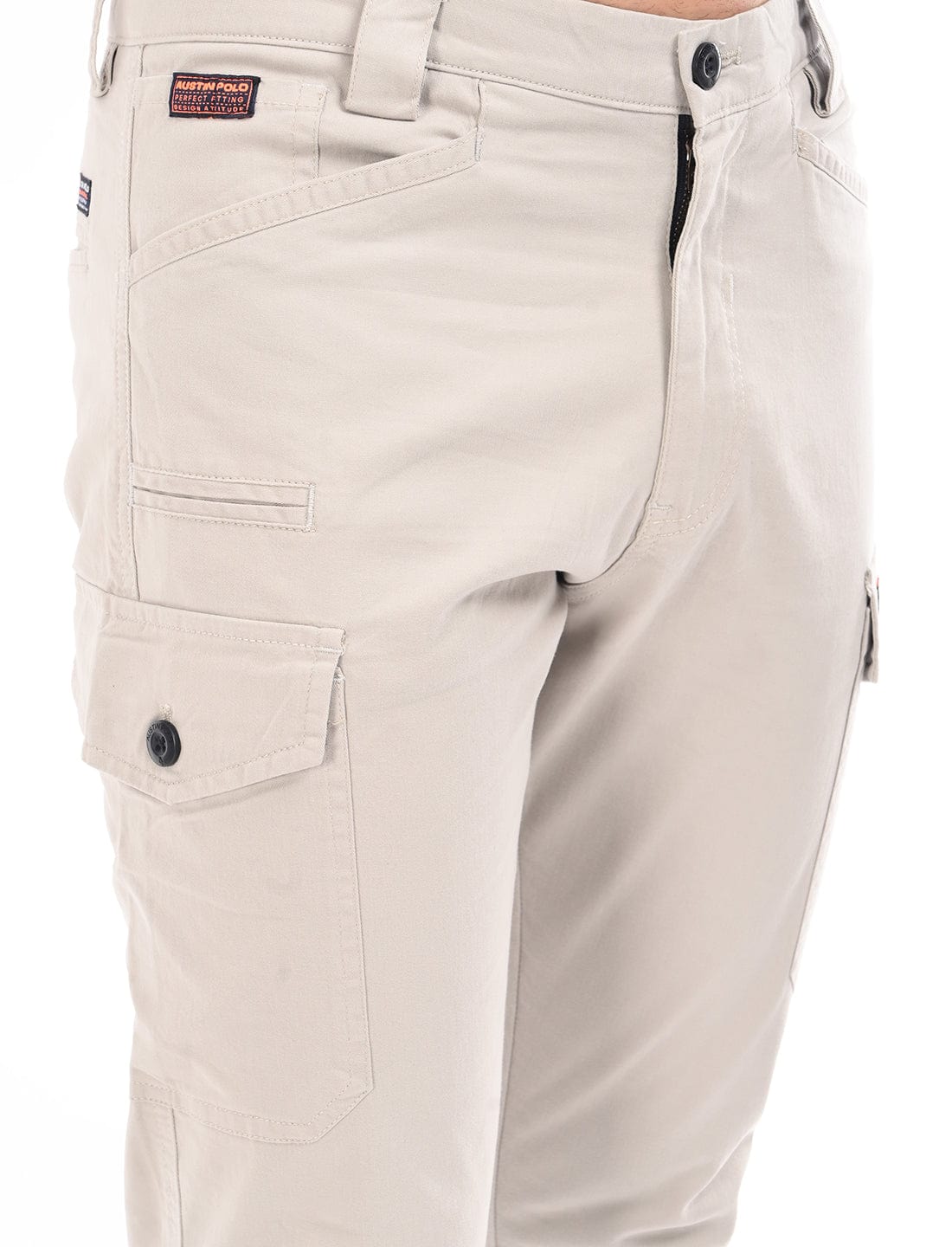 Men's Slim Fit Solid Flat Front Casual Cargos