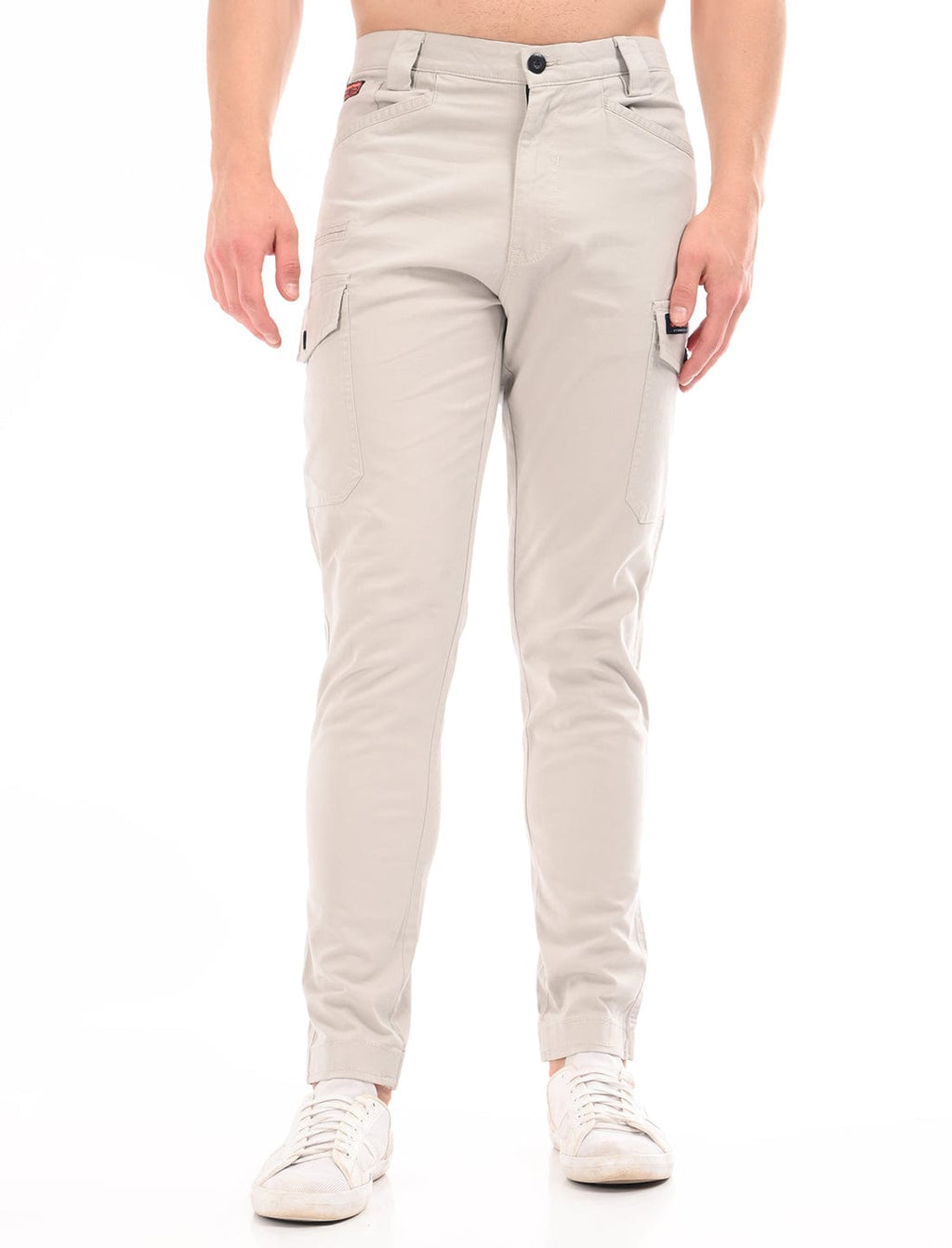Men's Slim Fit Solid Flat Front Casual Cargos