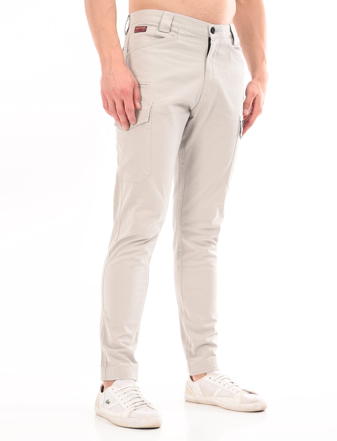 Men's Slim Fit Solid Flat Front Casual Cargos