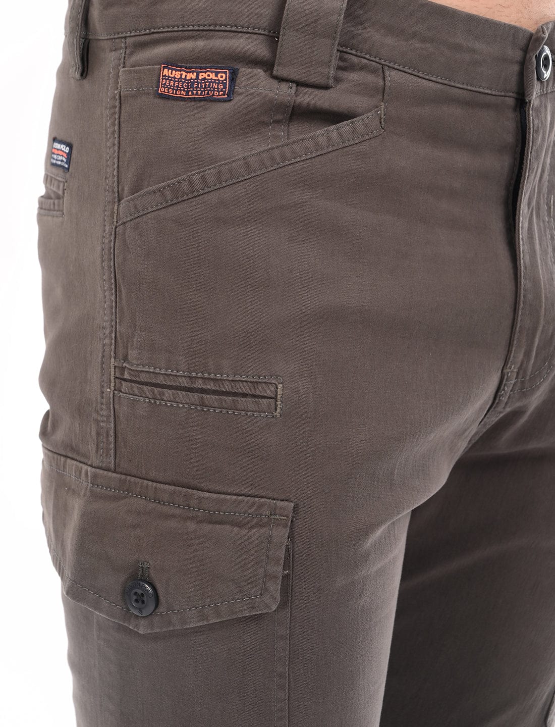 Men's Slim Fit Solid Flat Front Casual Cargos
