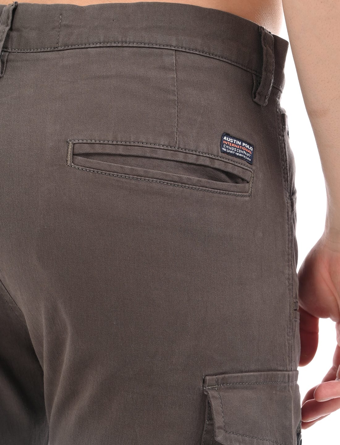 Men's Slim Fit Solid Flat Front Casual Cargos