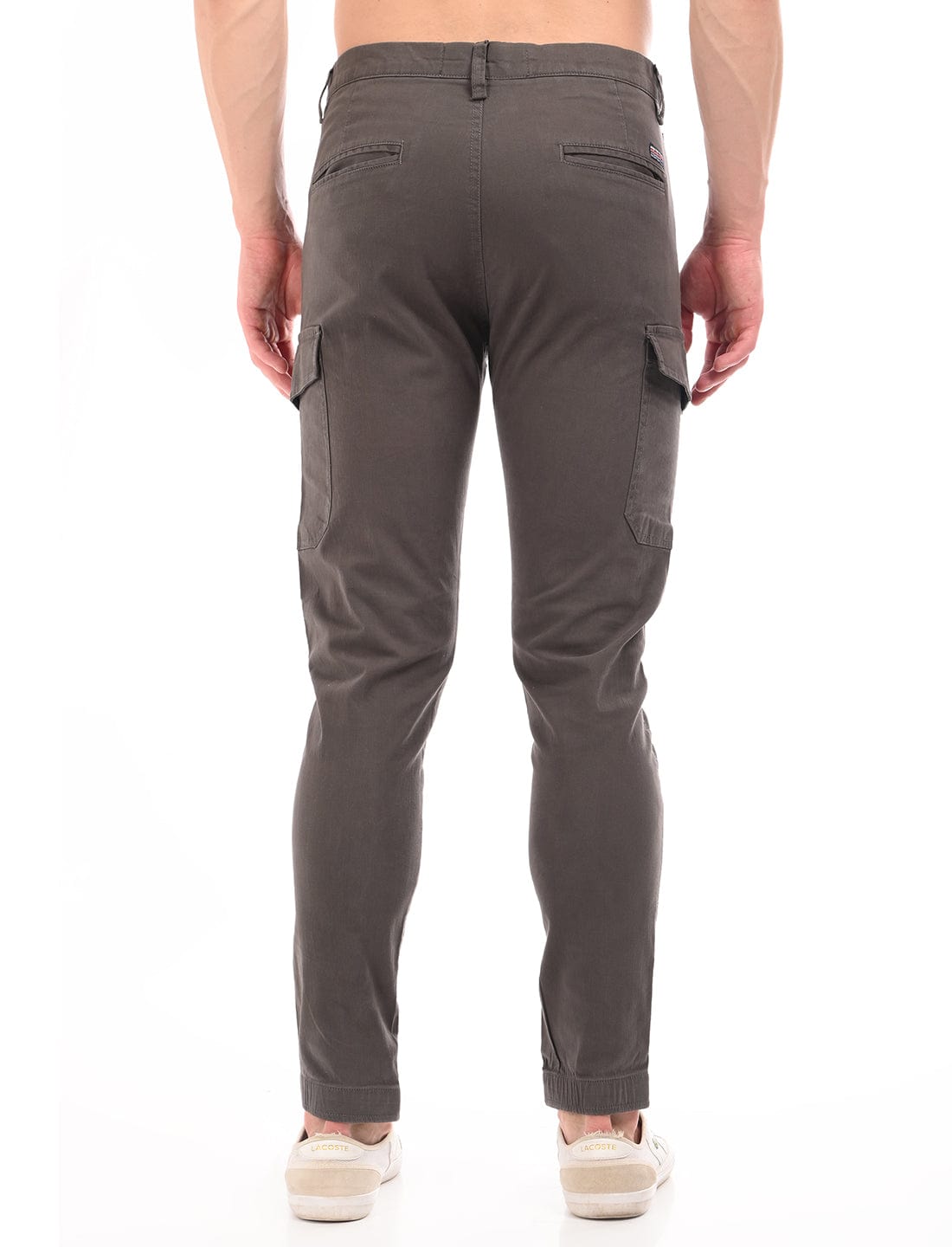 Men's Slim Fit Solid Flat Front Casual Cargos