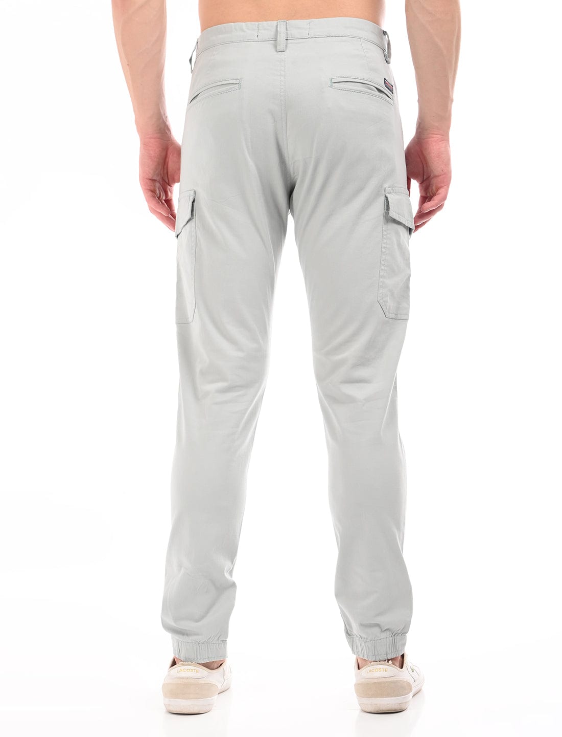 Men's Slim Fit Solid Flat Front Casual Cargos