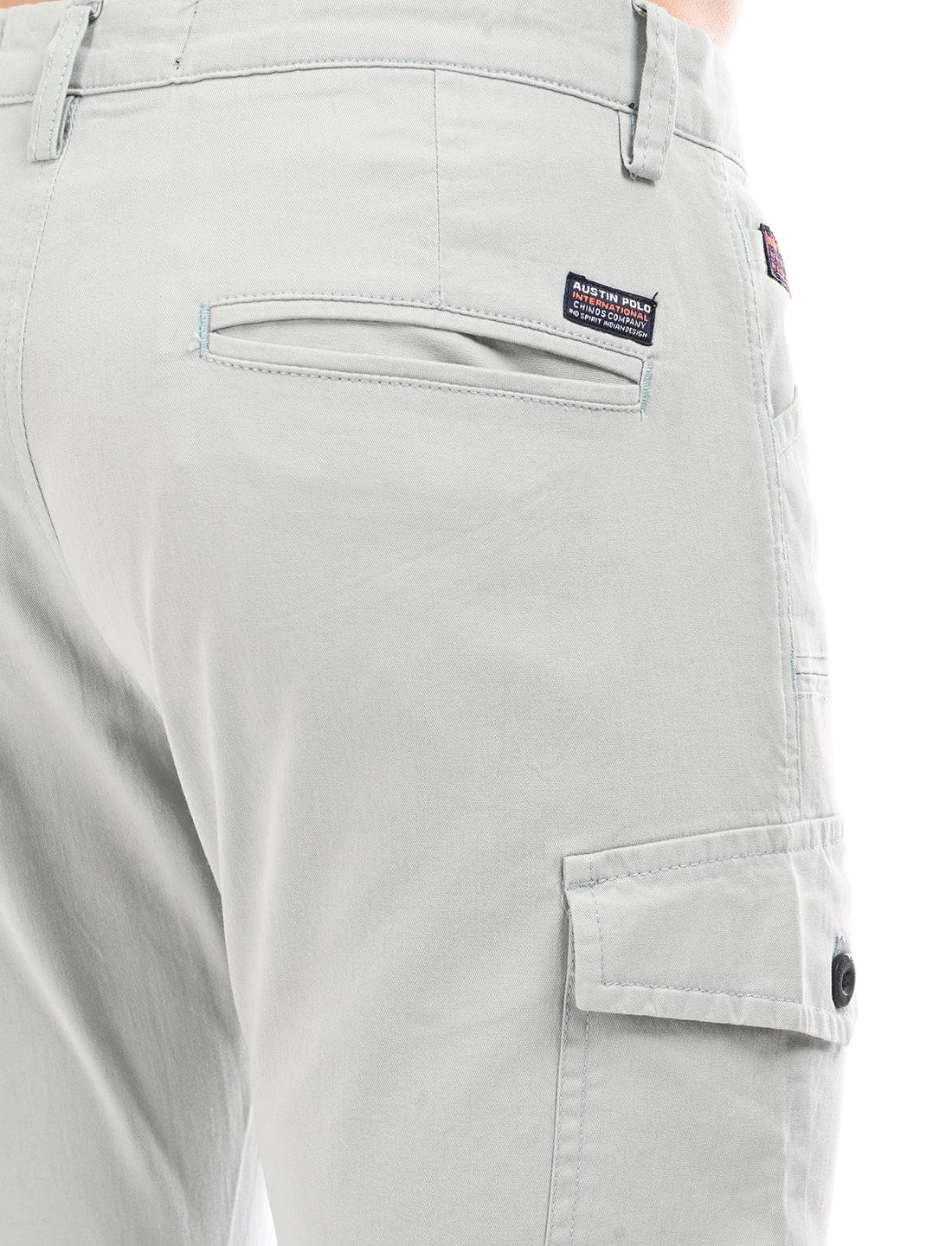 Men's Slim Fit Solid Flat Front Casual Cargos