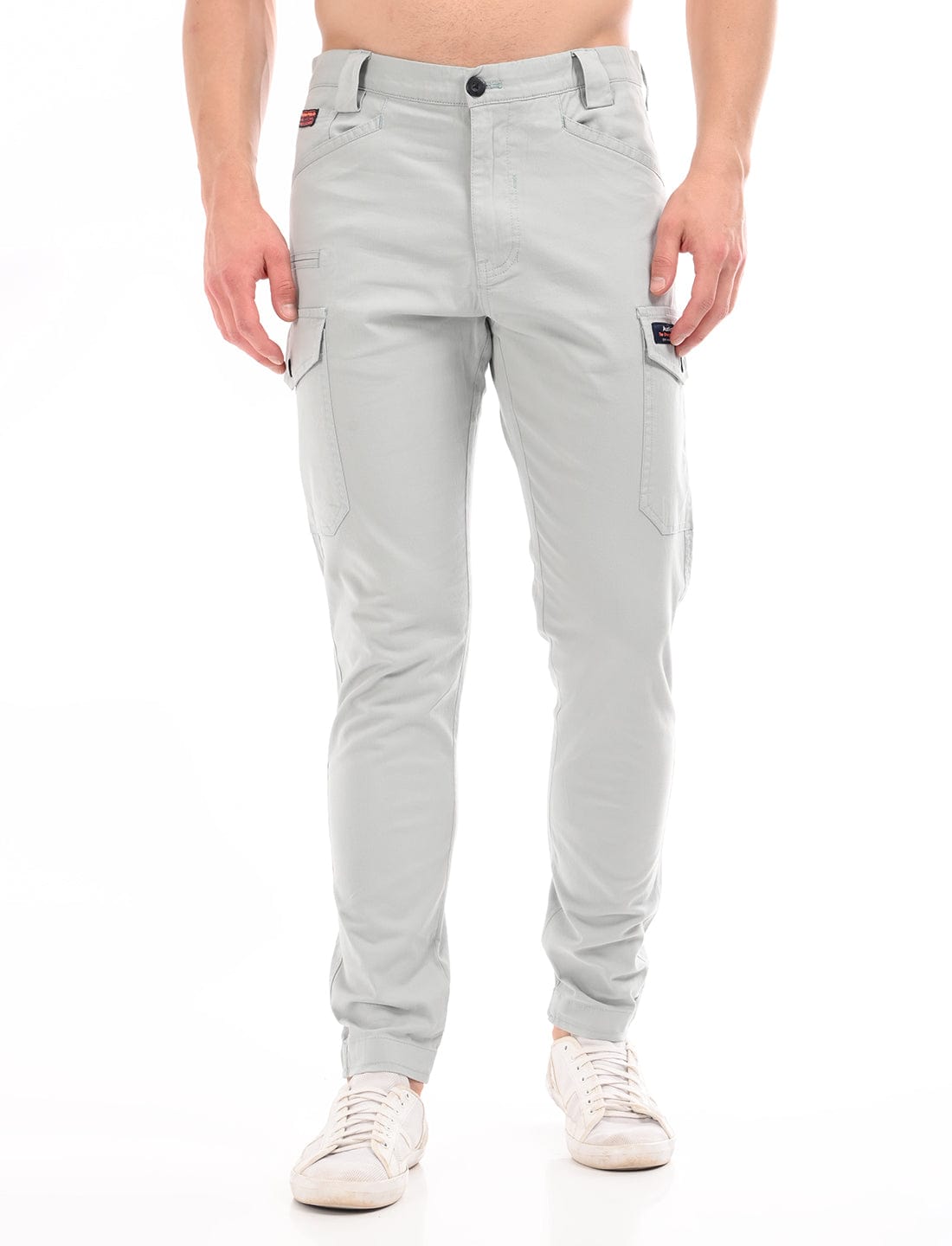 Men's Slim Fit Solid Flat Front Casual Cargos