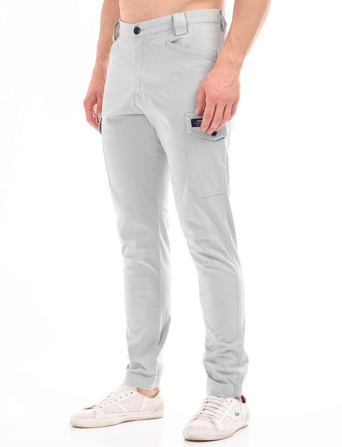 Men's Slim Fit Solid Flat Front Casual Cargos