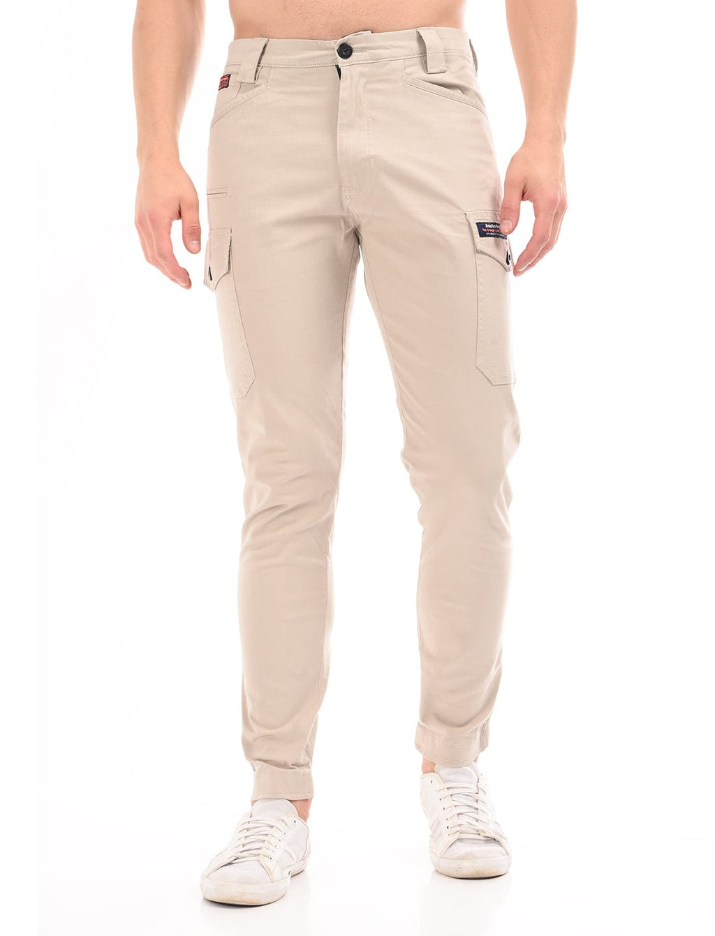 Men's Slim Fit Solid Flat Front Casual Cargos