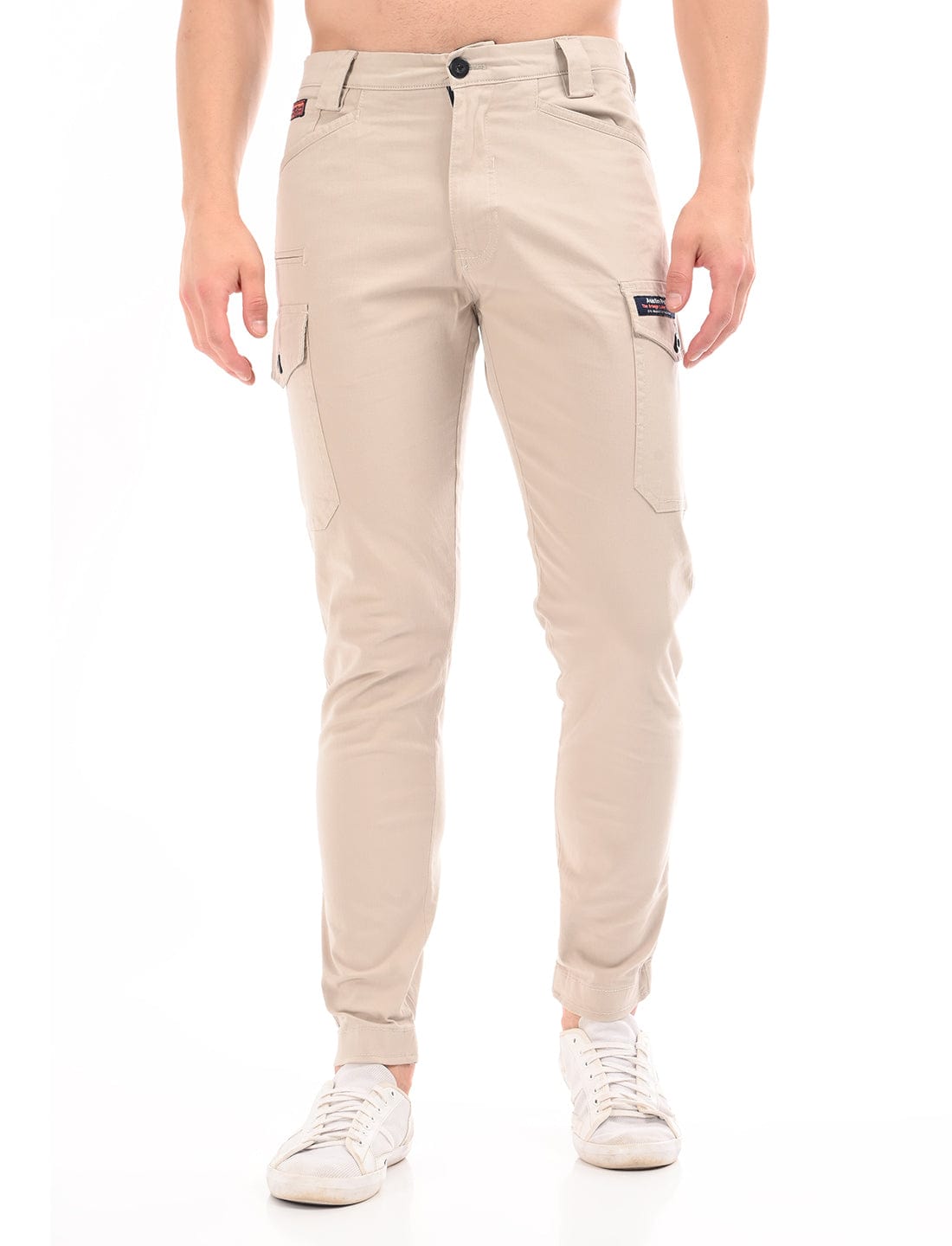 Men's Slim Fit Solid Flat Front Casual Cargos