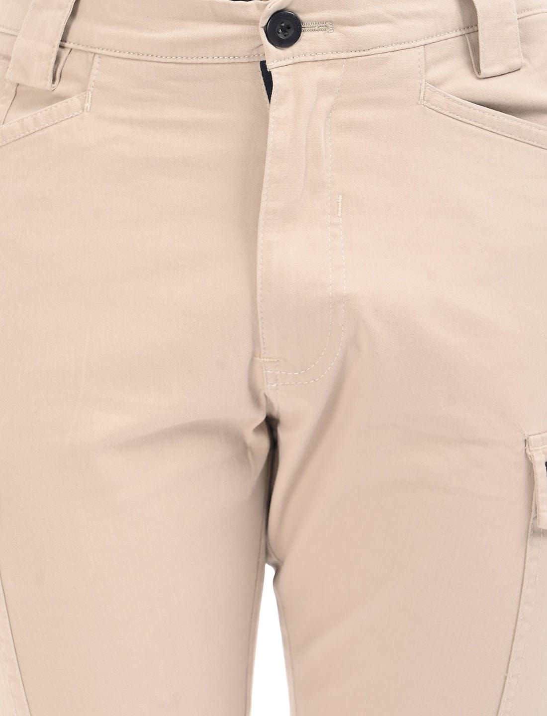 Men's Slim Fit Solid Flat Front Casual Cargos