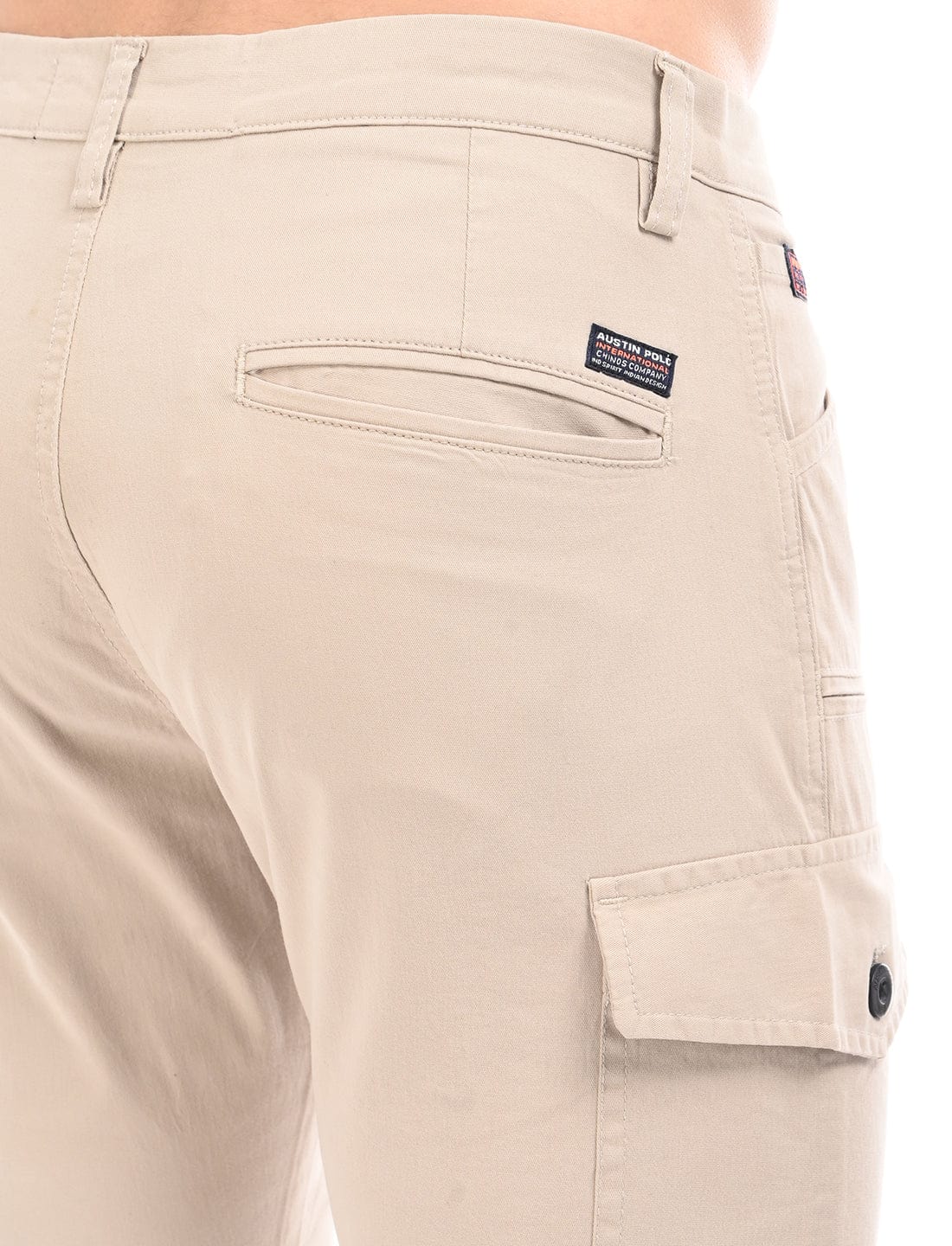 Men's Slim Fit Solid Flat Front Casual Cargos