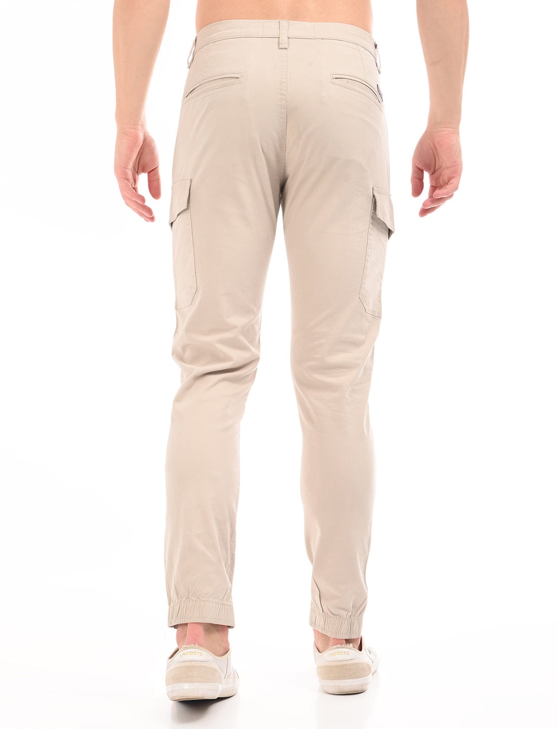 Men's Slim Fit Solid Flat Front Casual Cargos