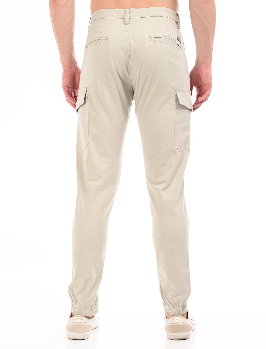 Men's Slim Fit Solid Flat Front Casual Cargos