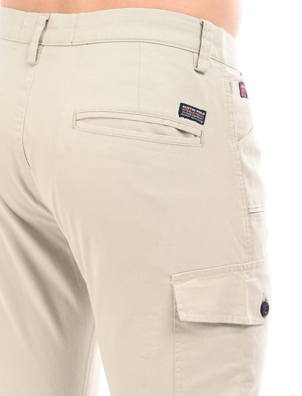 Men's Slim Fit Solid Flat Front Casual Cargos