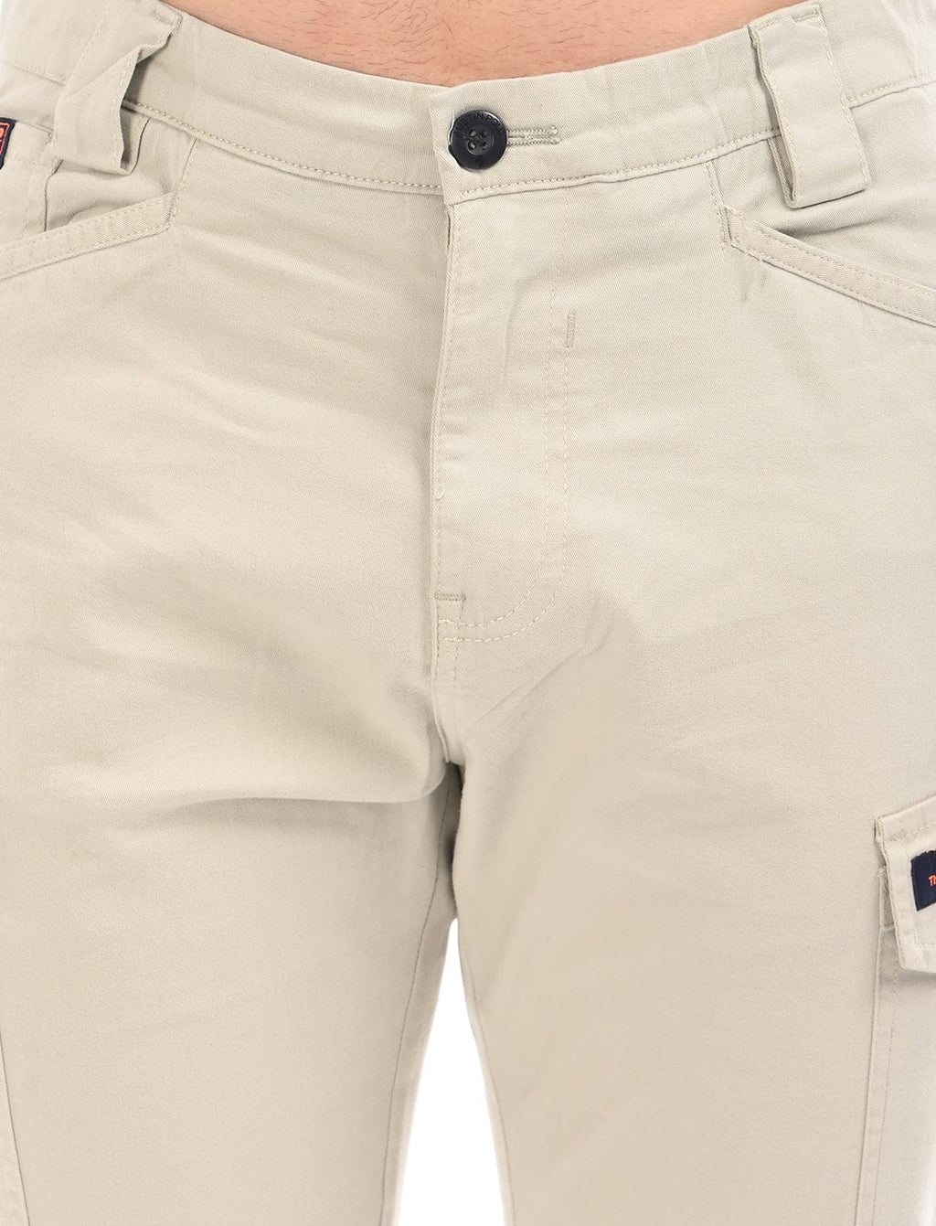 Men's Slim Fit Solid Flat Front Casual Cargos