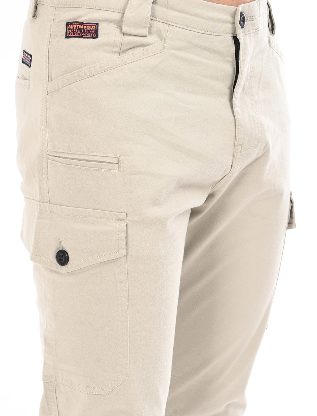 Men's Slim Fit Solid Flat Front Casual Cargos